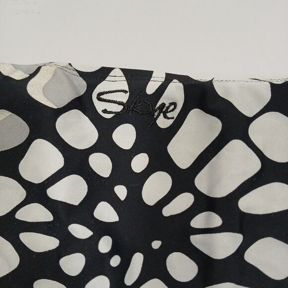 Syke Low Rise Side Tie Bikini Swimsuit Bottom Women size XL Black Silver Print - Picture 3 of 7